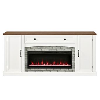 Trikiousd Heating Electric Fireplace TV Stand with Mantel & Adjustable Shelves for TVs Up to 70"