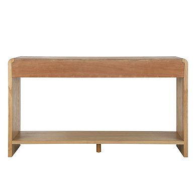 Trikiousd Modern 3-Drawer Console Table with Vertical Slats and Round Edges