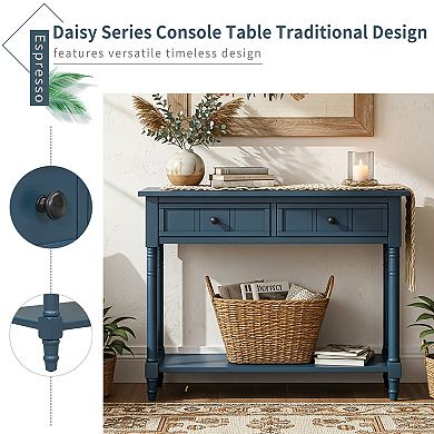Trikiousd Daisy Series Console Table with Drawers & Bottom Shelf