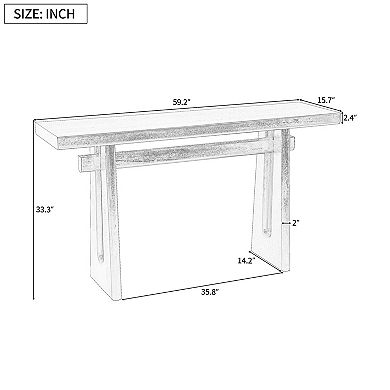 Trikiousd Elegant Geometric Console Table with Wood Veneer for Entryway or Living Room
