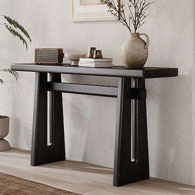 Trikiousd Elegant Geometric Console Table with Wood Veneer for Entryway or Living Room