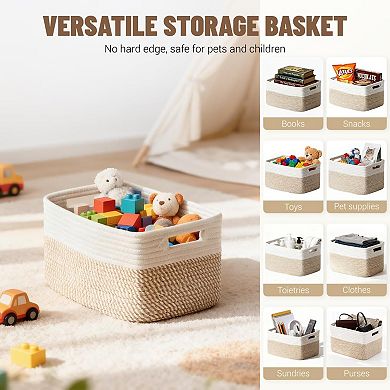 Woven Storage Baskets 5 Pack for Shelves Toy Book Organizer