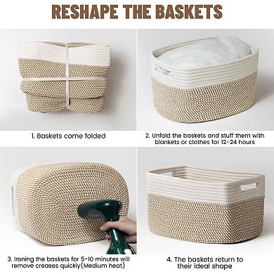 Woven Storage Baskets 5 Pack for Shelves Toy Book Organizer