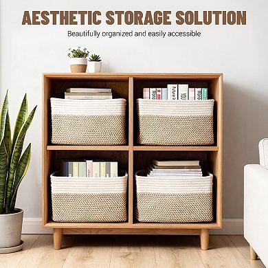 Woven Storage Baskets 5 Pack for Shelves Toy Book Organizer
