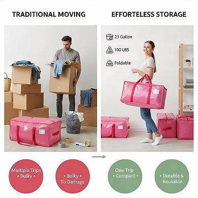 Heavy Duty Moving Bags 6 Pack with Strong Zipper and Handles