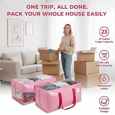Heavy Duty Moving Bags 6 Pack with Strong Zipper and Handles