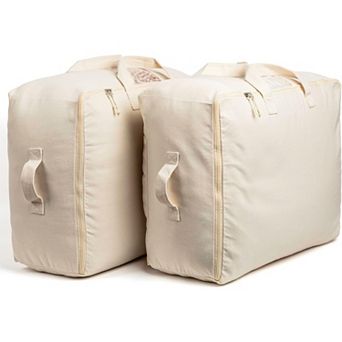 Soft Canvas Storage Bags with Zipper and Carrying Handles 2 Pack