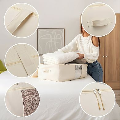 Soft Canvas Storage Bags with Zipper and Carrying Handles 2 Pack