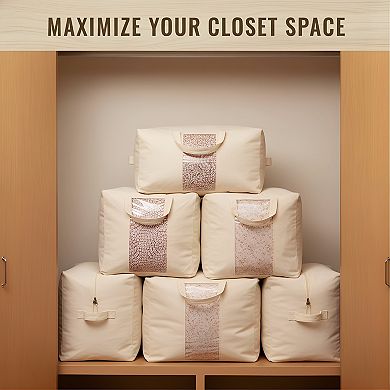 Soft Canvas Storage Bags with Zipper and Carrying Handles 2 Pack