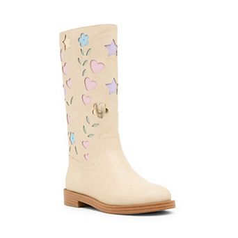 madden girl Knee-High Girls Riding Boots With Flower Underlays