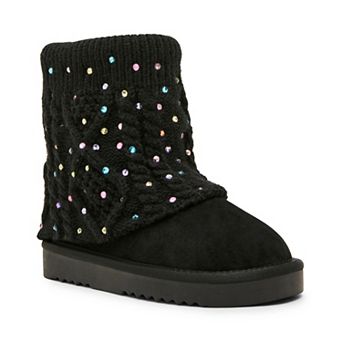 madden girl Memerald Girls Slip-On Ankle Boots with Rhinestone Accents