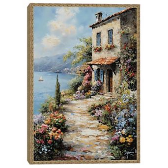 Masterpiece Floral Cottage by the Sea Framed Wall Art