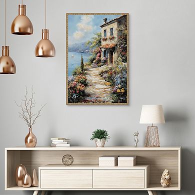 Masterpiece Floral Cottage by the Sea Framed Wall Art
