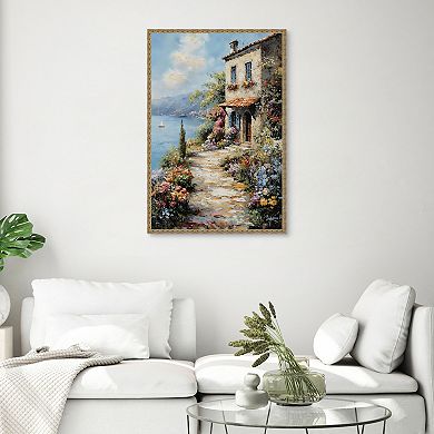 Masterpiece Floral Cottage by the Sea Framed Wall Art