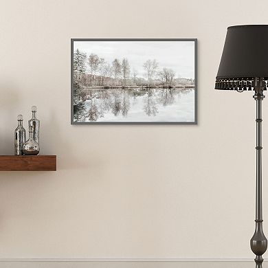 Masterpiece Taupe Water Mirror Framed Wall Art