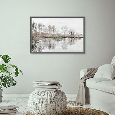 Masterpiece Taupe Water Mirror Framed Wall Art
