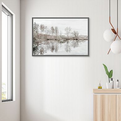 Masterpiece Taupe Water Mirror Framed Wall Art
