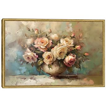 Masterpiece Vintage Rose Vase Framed Wall Art
