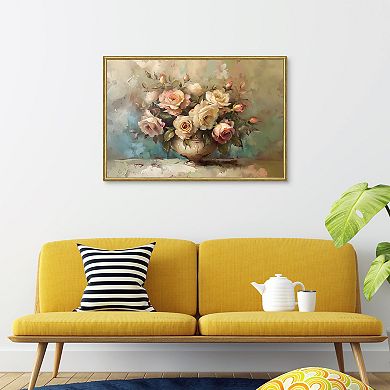 Masterpiece Vintage Rose Vase Framed Wall Art