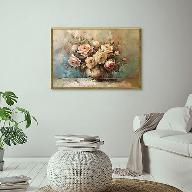 Masterpiece Vintage Rose Vase Framed Wall Art