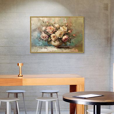 Masterpiece Vintage Rose Vase Framed Wall Art