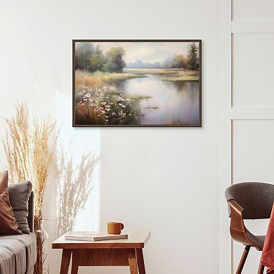 Masterpiece Flower Lined Lake II Framed Wall Art