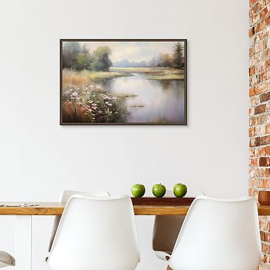 Masterpiece Flower Lined Lake II Framed Wall Art