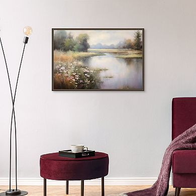 Masterpiece Flower Lined Lake II Framed Wall Art