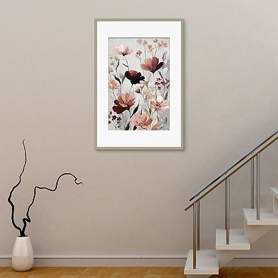 Masterpiece Mauve Floral Collage Framed Wall Art