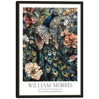 Masterpiece William Morris Vintage Floral Peacock Framed Wall Art