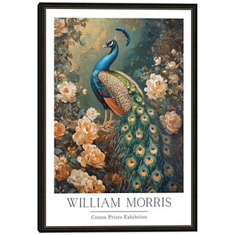 Masterpiece William Morris Vintage Floral Peacock IV Framed Wall Art