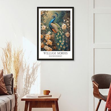 Masterpiece William Morris Vintage Floral Peacock IV Framed Wall Art