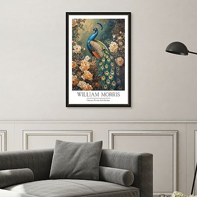 Masterpiece William Morris Vintage Floral Peacock IV Framed Wall Art