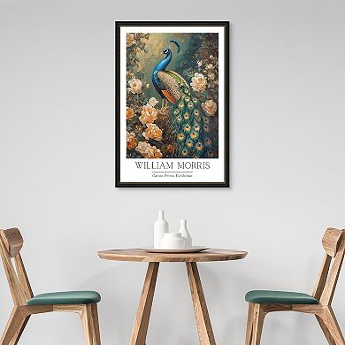 Masterpiece William Morris Vintage Floral Peacock IV Framed Wall Art