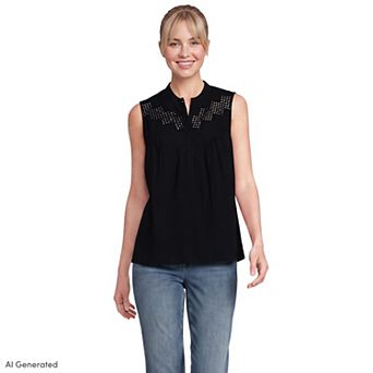 Women's Lands' End Sleeveless Eyelet Pullover Top