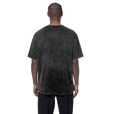 Men's New Era Black Chicago Bulls Oversized Throwback Collection Mineral Wash T-Shirt