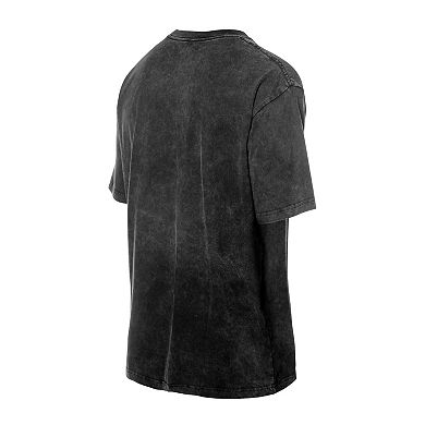 Men's New Era Black Chicago Bulls Oversized Throwback Collection Mineral Wash T-Shirt