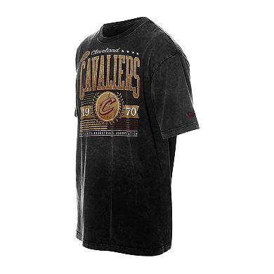 Men's New Era Wine Cleveland Cavaliers Oversized Throwback Collection Mineral Wash T-Shirt
