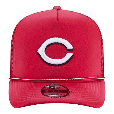 Men's New Era Red Cincinnati Reds Worn A-Frame 9FIFTY Trucker Snapback Hat
