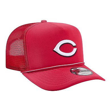 Men's New Era Red Cincinnati Reds Worn A-Frame 9FIFTY Trucker Snapback Hat