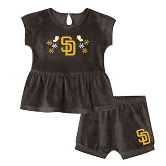 Girls Toddler Outerstuff Brown San Diego Padres Hop Base Fashion T-Shirt & Shorts Set