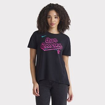 Women's Nike Black Miami Marlins 2025 City Connect Flowy Fashion Tri-Blend Dri-FIT T-Shirt