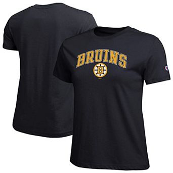 Women's Champion Black Boston Bruins Arch Mascot Logo T-Shirt
