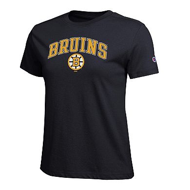 Women's Champion Black Boston Bruins Arch Mascot Logo T-Shirt