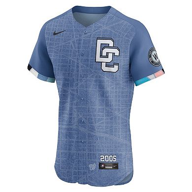 Men's Nike Dylan Crews Blue Washington Nationals 2025 City Connect Elite Player Jersey