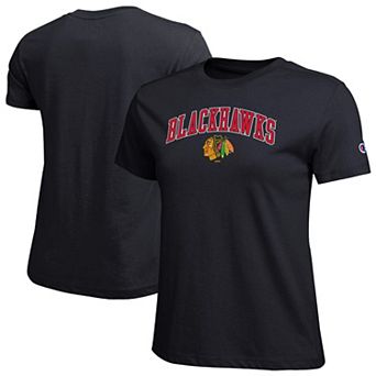Women's Champion Black Chicago Blackhawks Arch Mascot Logo T-Shirt