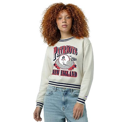 Women's Champion Cream New England Patriots Reverse Weave Fleece Sweatshirt