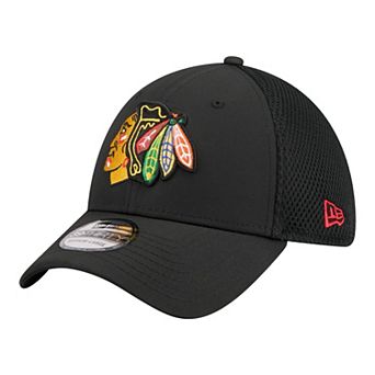 Men's New Era Black Chicago Blackhawks Logo 39THIRTY Flex Hat