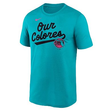 Men's Nike Teal Miami Marlins 2025 City Connect Team Phrase Script Legend Performance T-Shirt