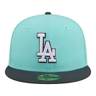 Men's New Era Turquoise/Charcoal Los Angeles Dodgers Two-Tone Color Pack 59FIFTY Fitted Hat